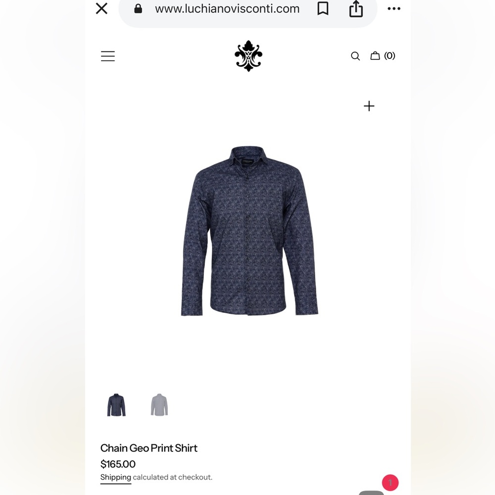Luchiano Visconti Men's Chain Geo Print Shirt - Navy